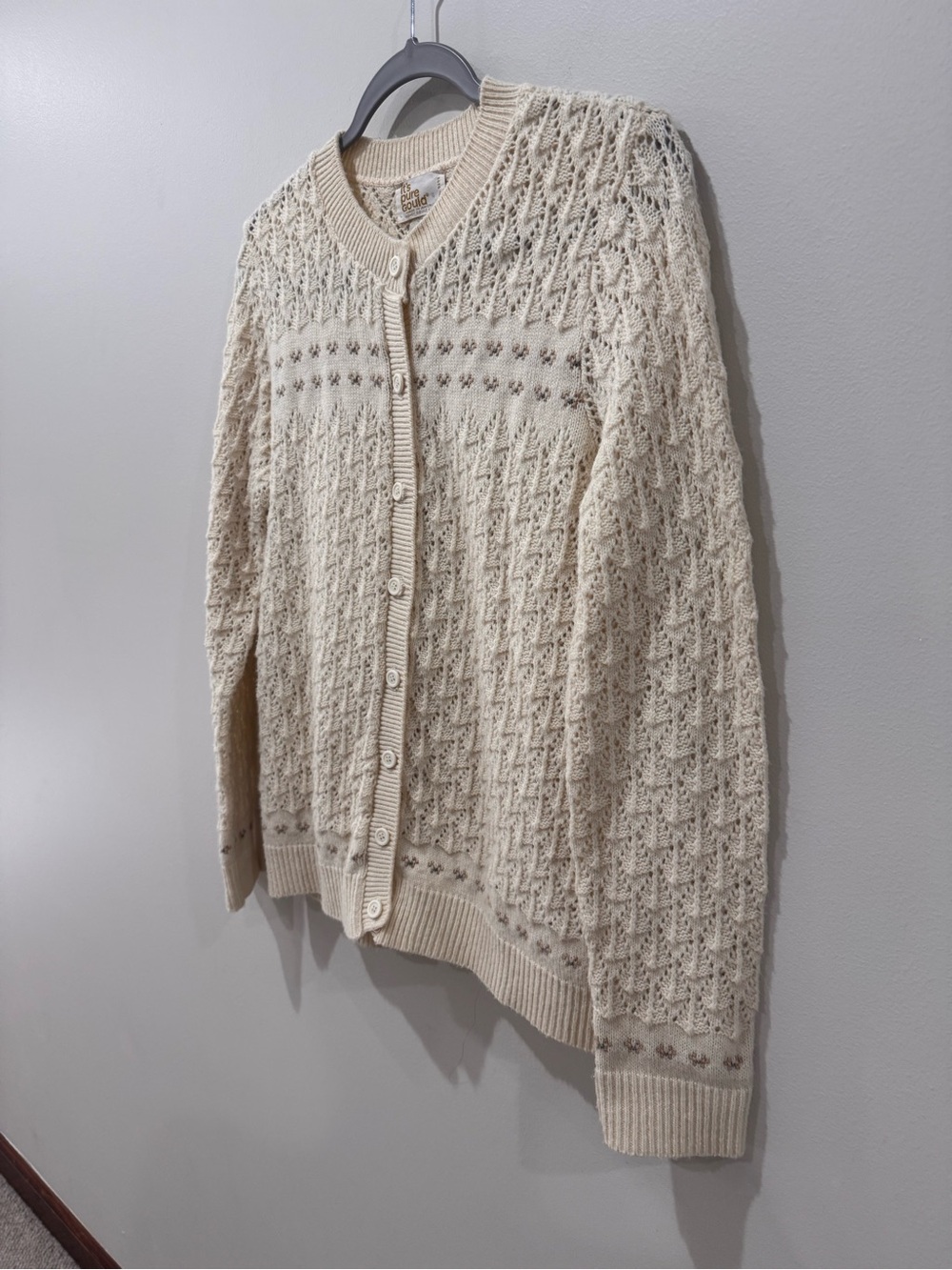 Vtg Size Medium It’s Pure Gould Knit Grandma Cardigan Cottagecore Dainty Floral - Picture 2 of 8